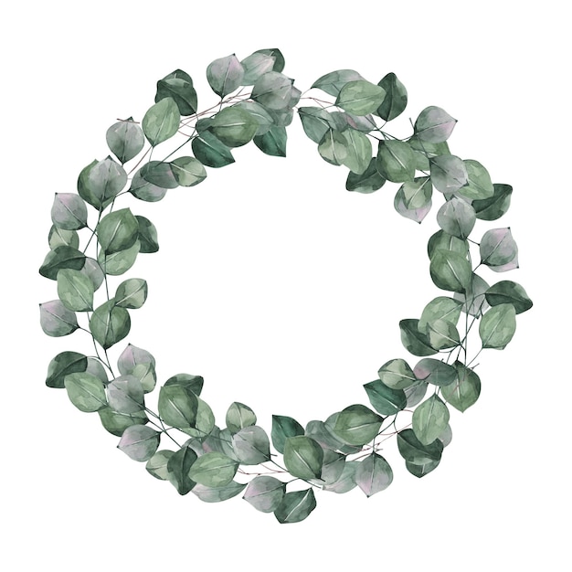 Handpainted watercolor eucalyptus wreath Perfect for invitation and social media