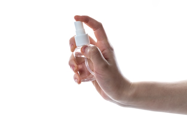 Handpers alcohol fles spray desinfectie