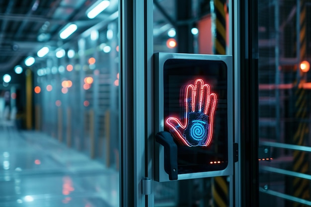 A handprint scanner at a manufacturing plant for p generative ai