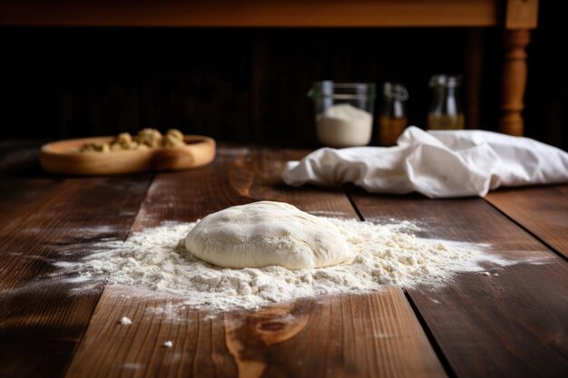 Handrolled dough on a rustic wood countertop