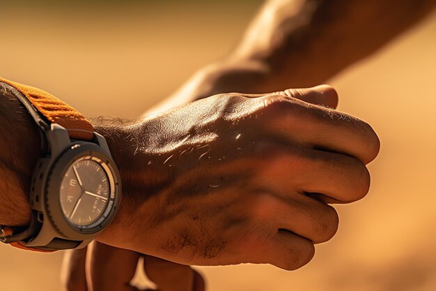 Foto mani che regolano un orologio fitness