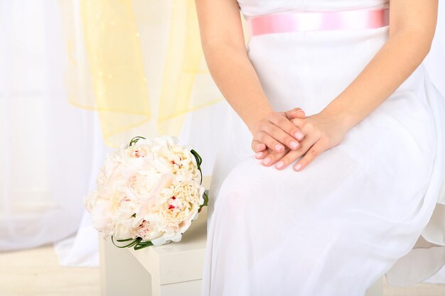 Hands of bride closeup