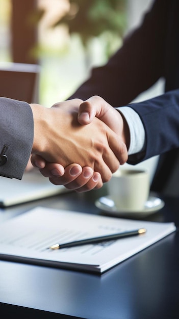 hands of business colleagues shaking hands at work place