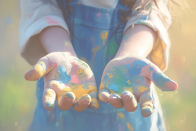 The hands of the child who smeared