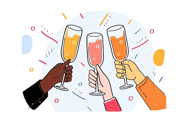 Photo hands clinking champagne glasses celebration toast generative ai