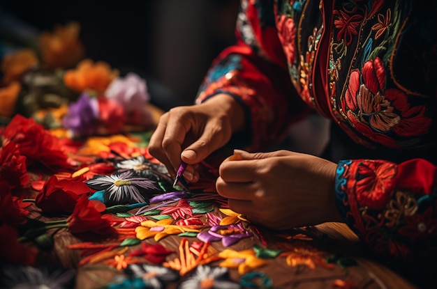 Hands Crafting Traditional Mexican Paper Flower