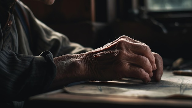 Hands of elderly human Generative Ai