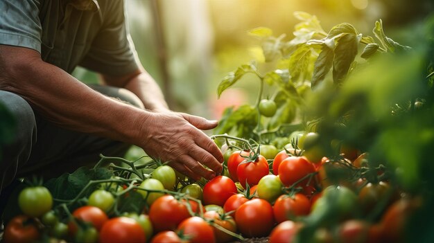 老齢の女性の手は 庭の野菜の収 ⁇ とともに 老齢の健康の基礎としての天然製品