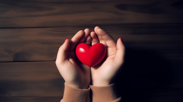 hands female giving red heart