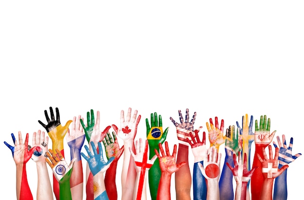 Hands flag symbol diverse diversiteit etnische etniciteit eenheid concept