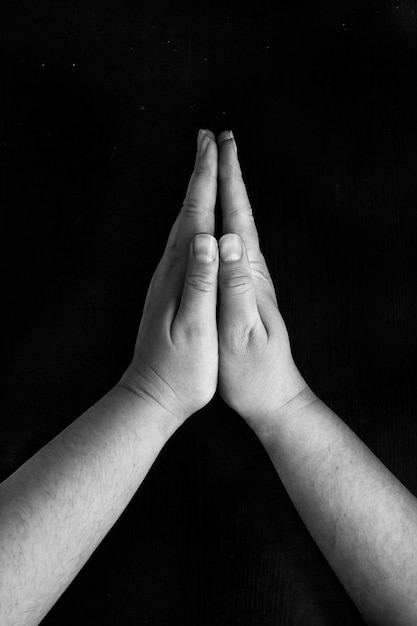 Hands folded in a prayer gesture