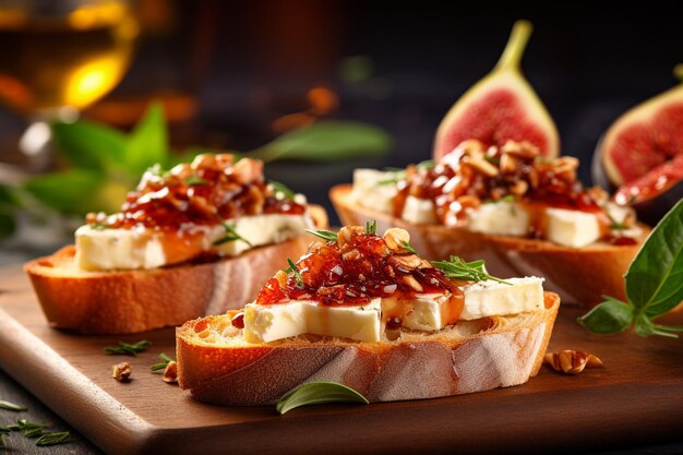 Foto mani che guarniscono la bruschetta con semi di melograno per un'esplosione di colori