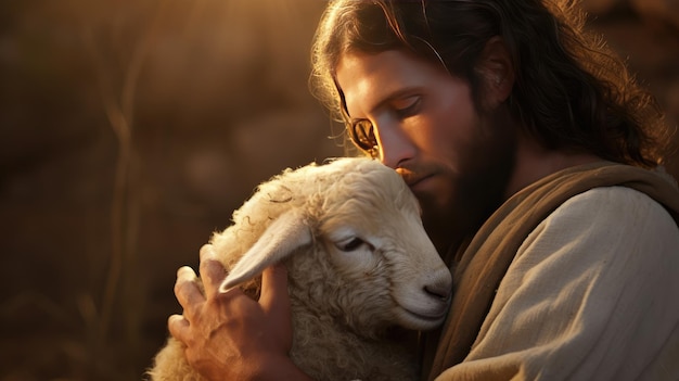 Photo hands of god reaching out to a lost sheep a powerful and evocative image depicting the biblical theme of divine rescue grace and the shepherds love