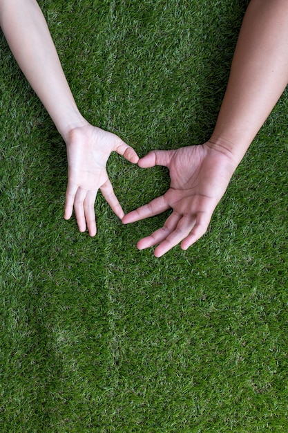 Hands in heart form love