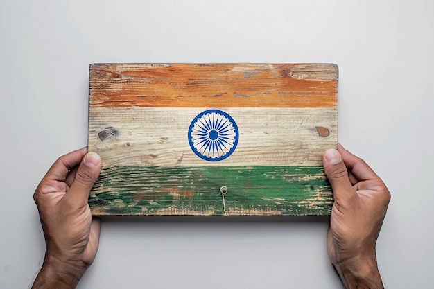 Photo hands holding board with india flag no background png image