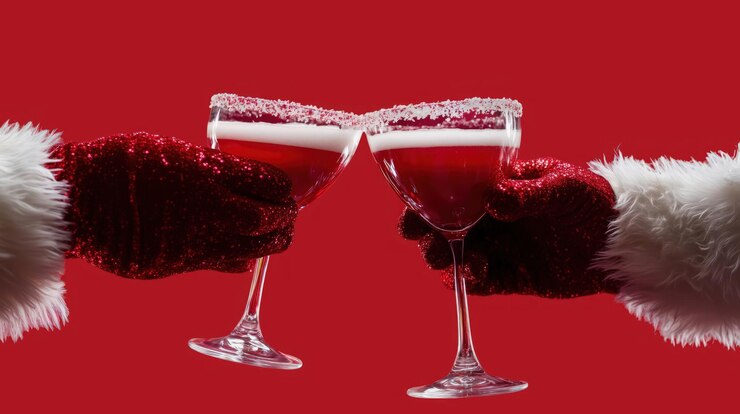 Photo クリスマスの飲み物を握る手新年を祝うグルドワイン