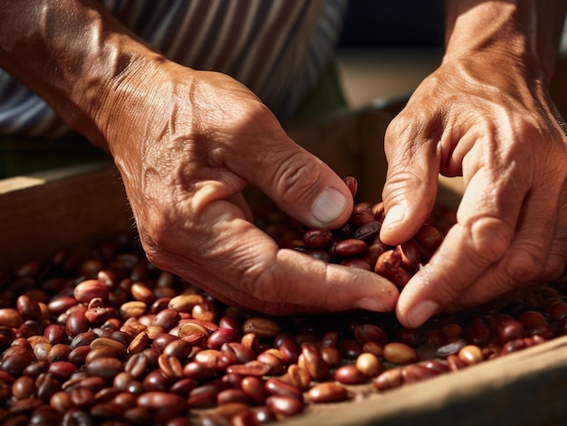 hands holding a coffee beans