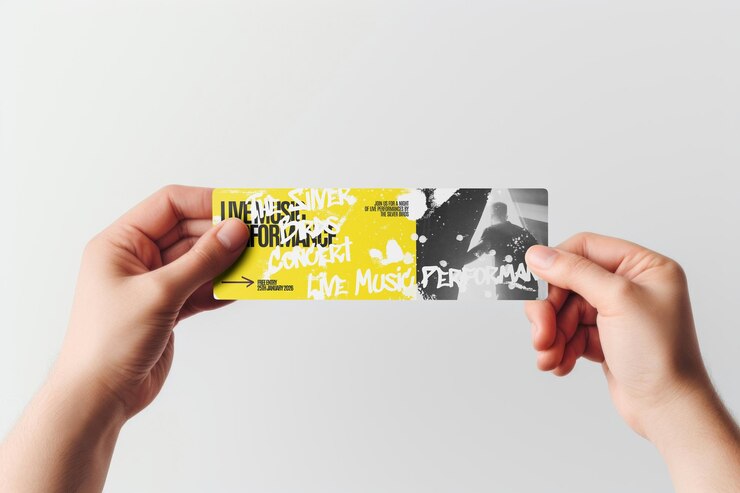 Photo hands holding concert ticket