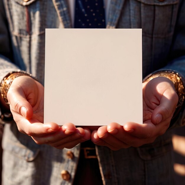 Photo hands holding empty blank sign cardboard signboard to communicate message