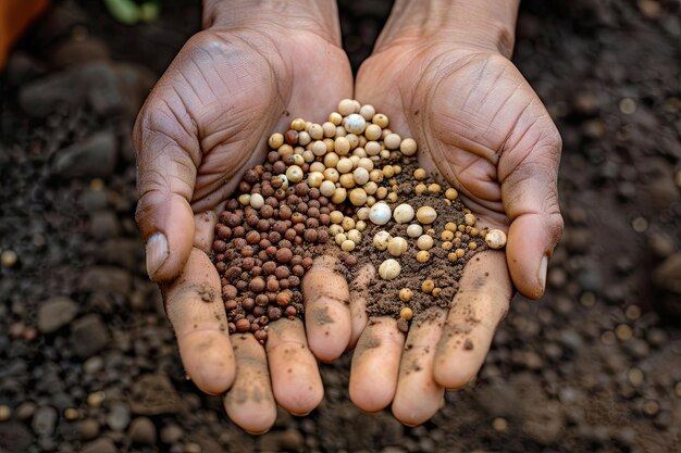 Hands Holding a Handful of Dirt and Seed