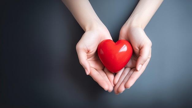 Hands holding a heart shape in the palm of a hand