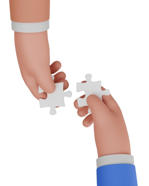 Hands holding jigsaw puzzles Business partnership and teamwork concept