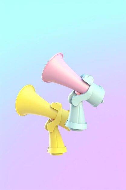 Hands holding megaphone 3D render style AI Generated