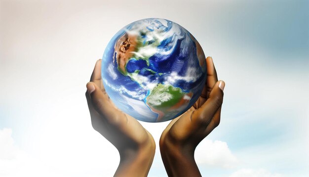 Hands Holding Planet Earth in Unity and Care