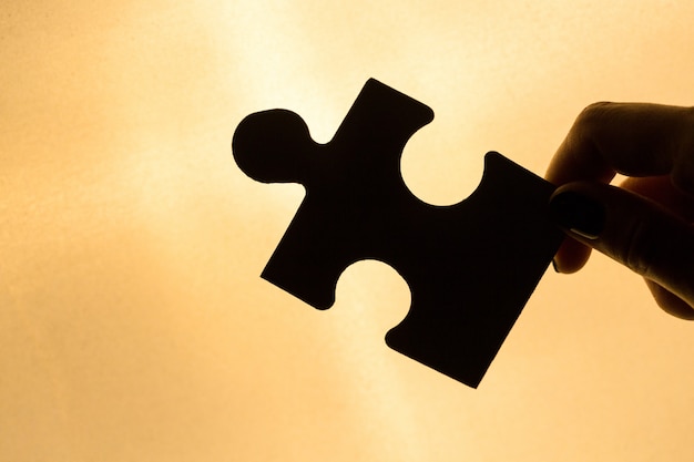 Hands holding puzzle pieces, business concept