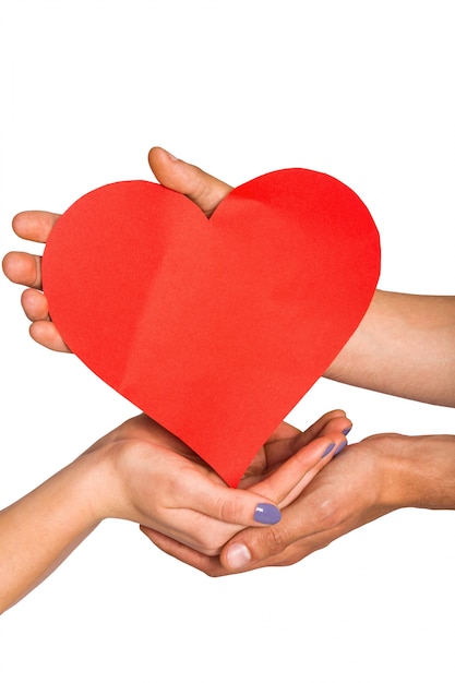 Hands holding red heart