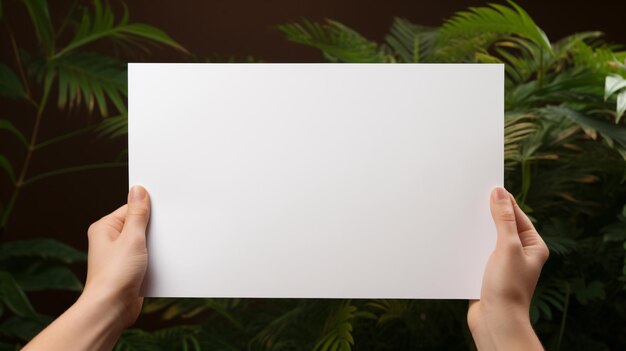 Hands holding a sheet of white paper cut out