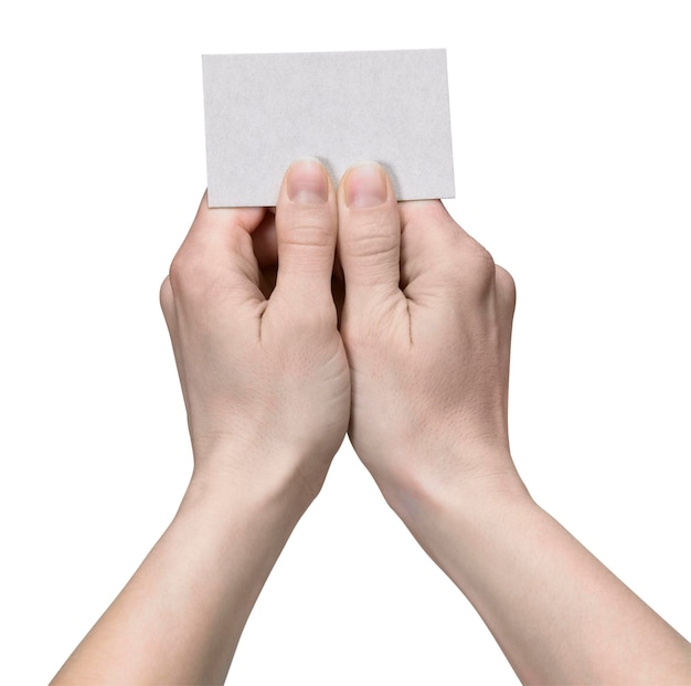 Photo hands holding a unlabeled card