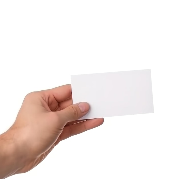 hands holding a white card mockup