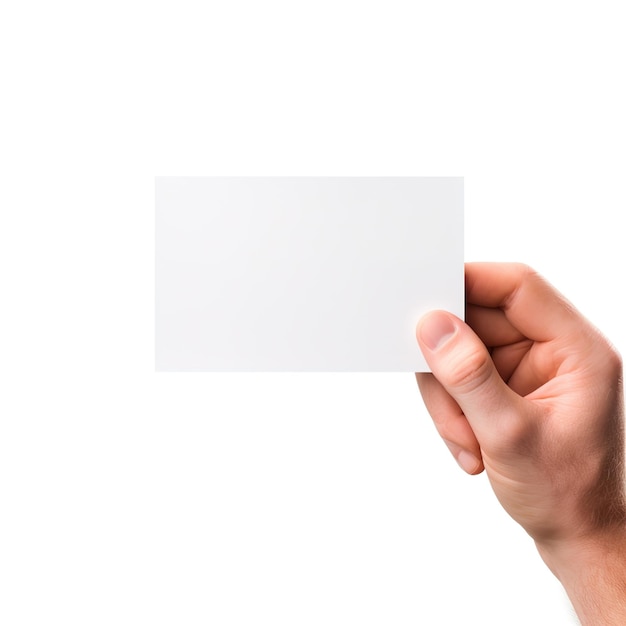 hands holding a white card mockup