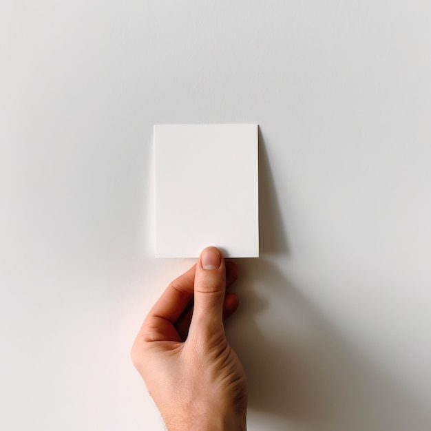 hands holding a white card mockup