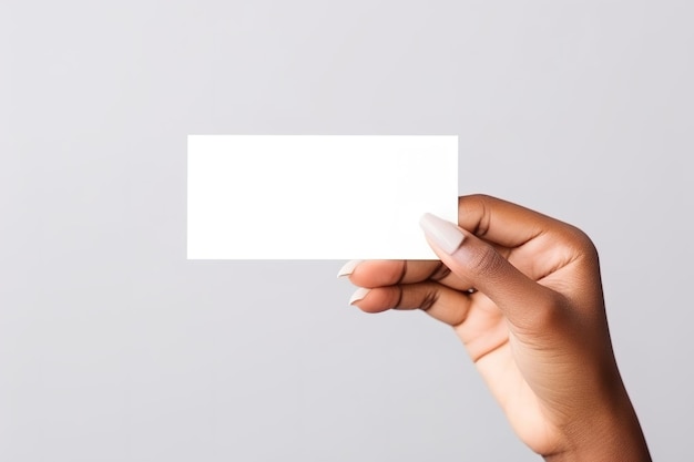 hands holding a white card mockup