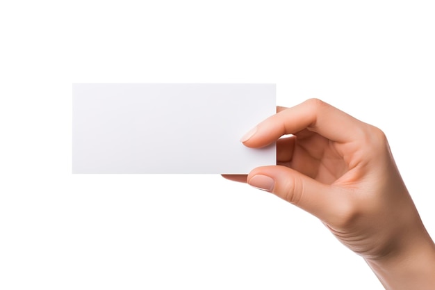 hands holding a white card mockup