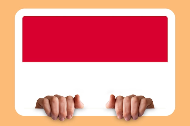 Photo hands holding a white frame with monaco flag two hands and frame independence day idea protest