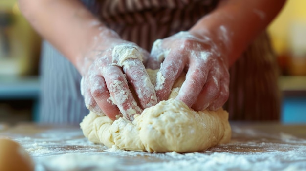 Foto mani che impastano la pasta