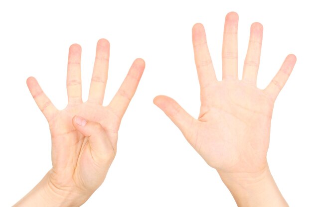 hands making signs isolated on white
