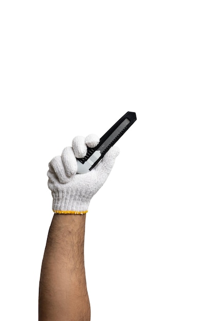 Hands mechanic holding Cutter tools isolated on white background. With clipping path.