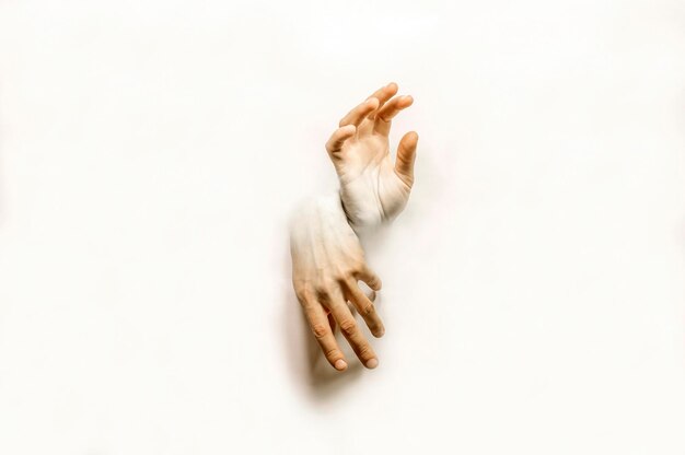 Hands merge with a white background