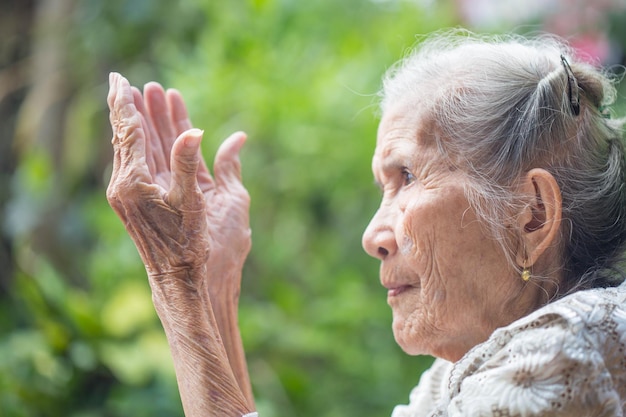 Hands of the old woman