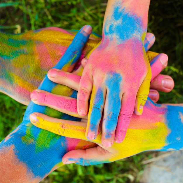 Photo hands painted in different colors.