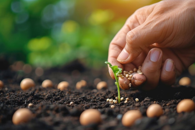 Foto mani che piantano i semi nella terra
