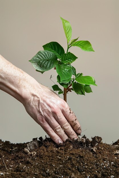 Photo hands planting tree