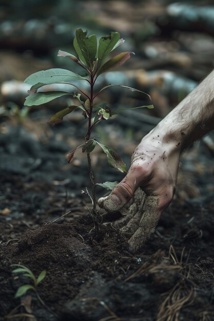 Photo hands planting tree