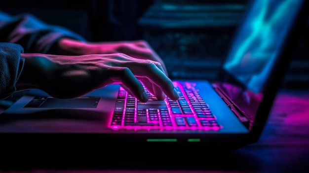 Hands of a programmer working on a laptop processing an online order on Cyber Monday wallpaper idea