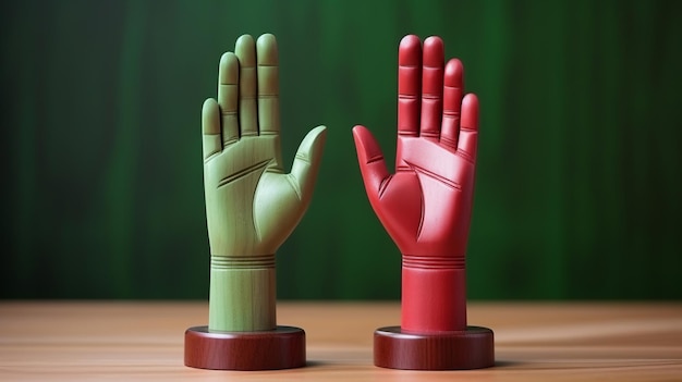 Hands resting on a table surface