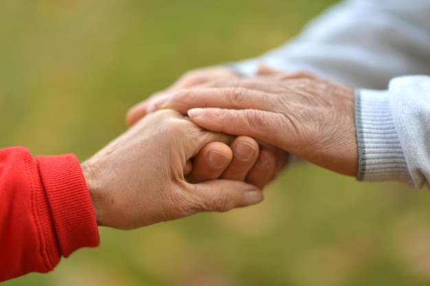 Hands of senior Couple cropped